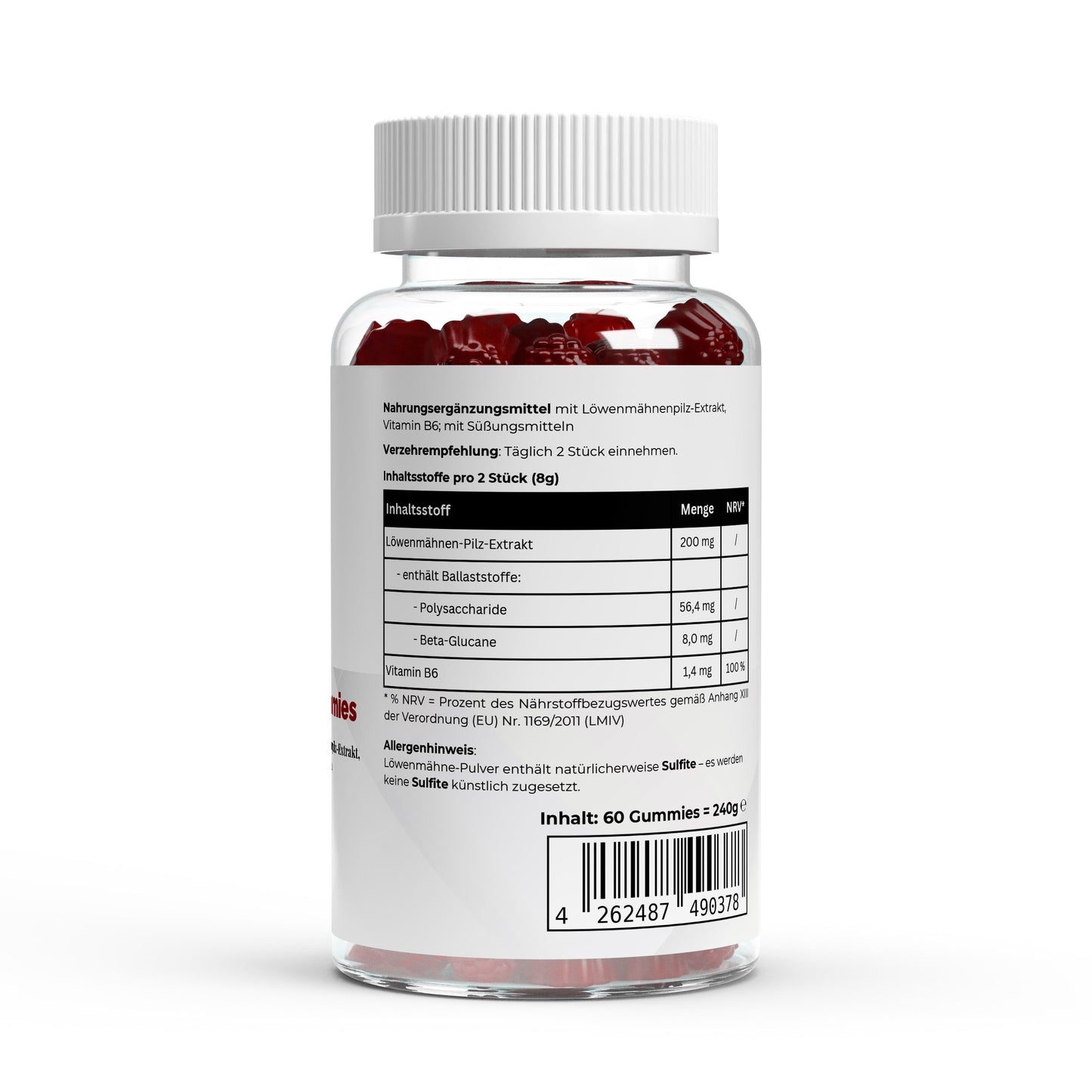 Gominolas de Melena de León + Vitamina B6 – 60 unidades