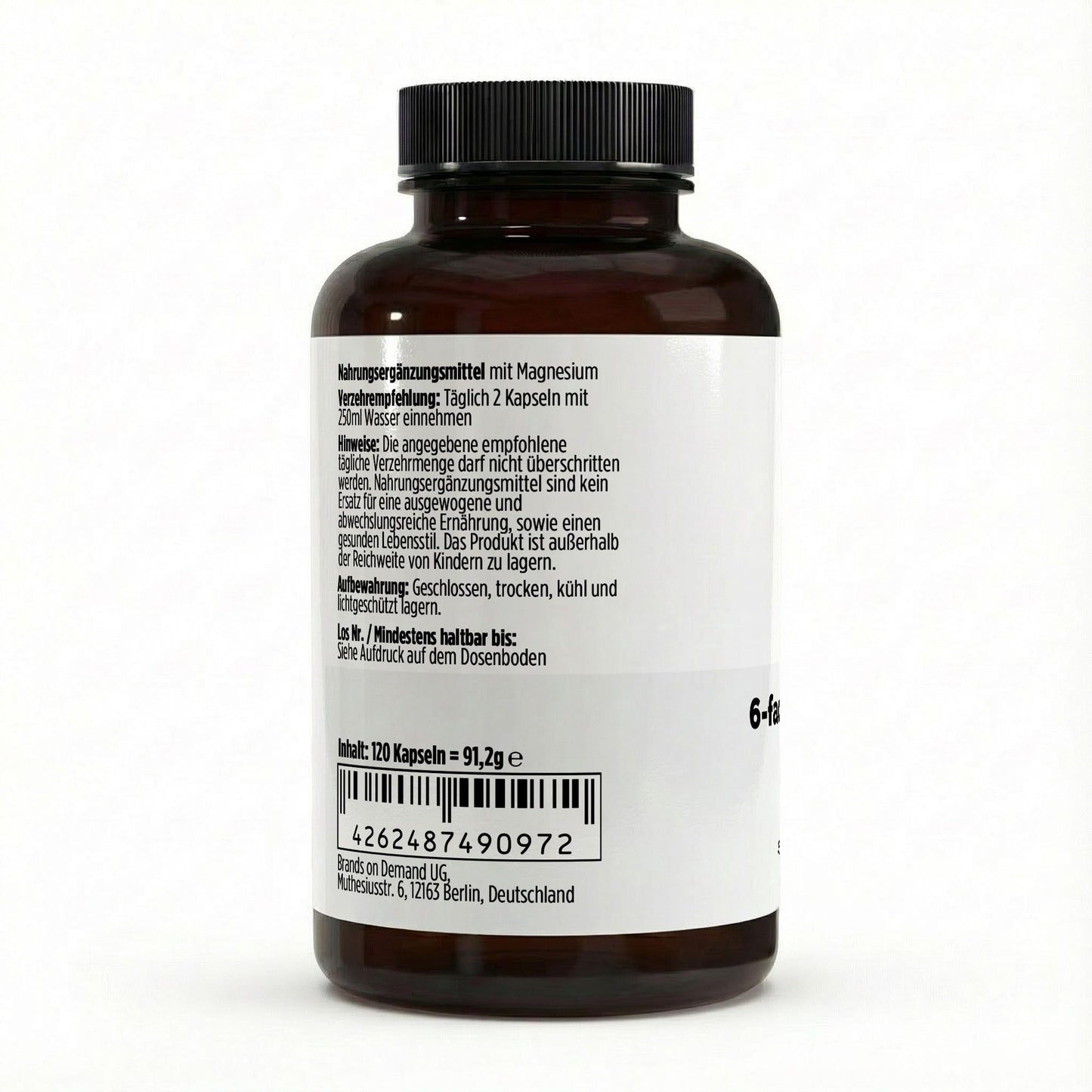 Magnesium 6x Complex + B6 - 120 vegan capsules